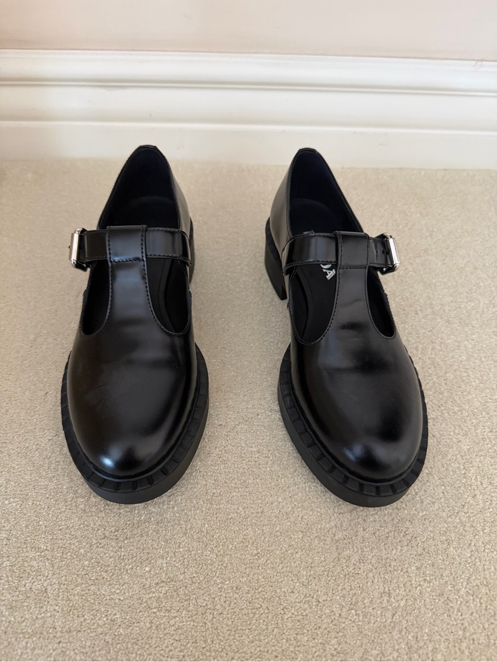 Prada Black Patent Mary Jane Loafers with Buckle - Picture 2 of 5